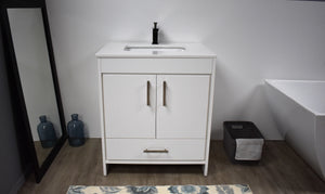 Volpa USA Capri 30" Modern Bathroom Vanity White MTD-3530W-1W F