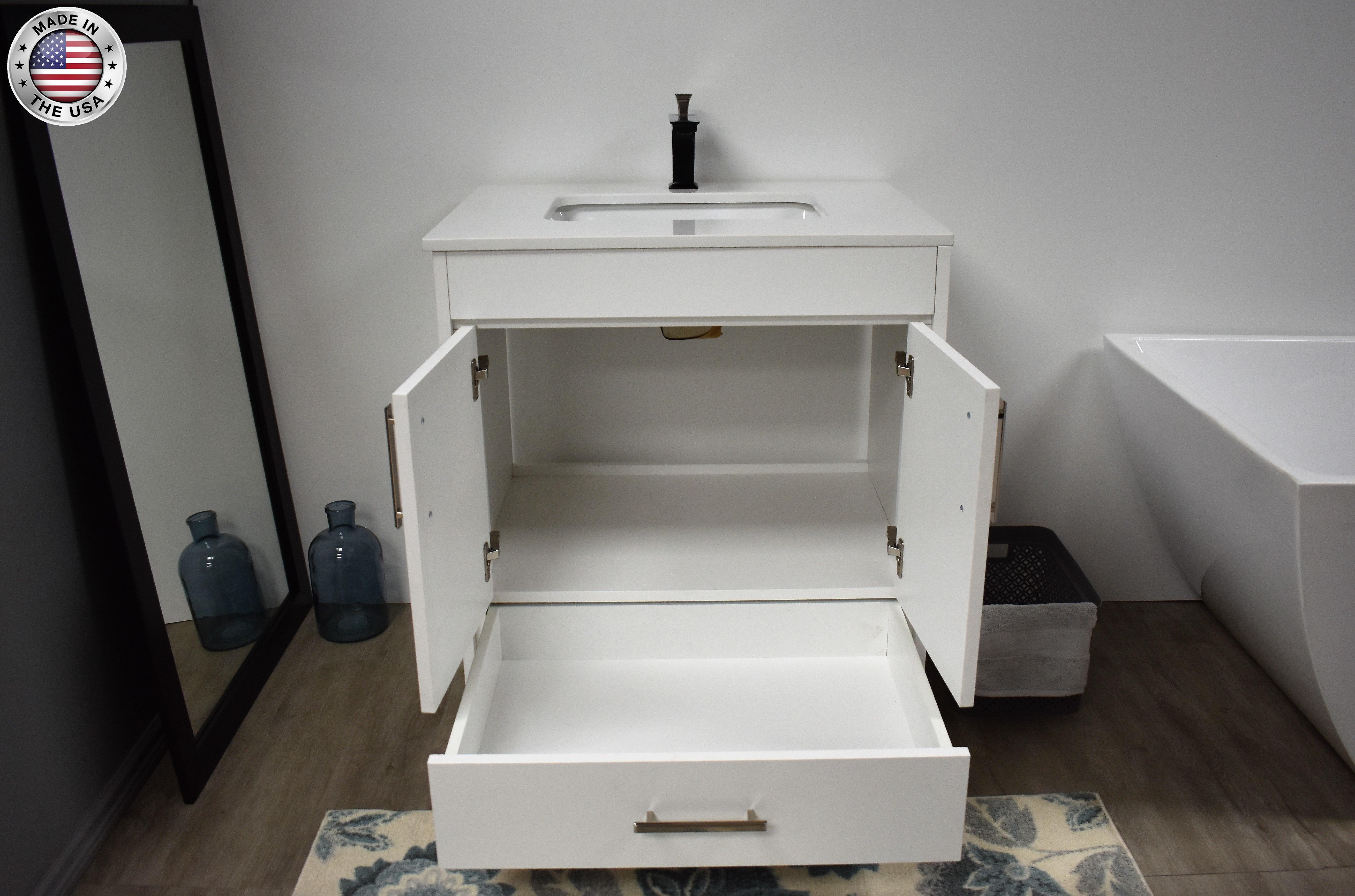 Volpa USA Capri 30" Modern Bathroom Vanity White MTD-3530W-1W FOMIU