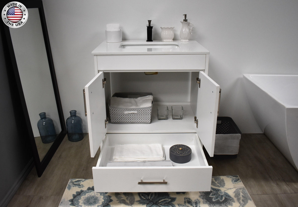 Volpa USA Capri 30" Modern Bathroom Vanity White MTD-3530W-1W FOSMIU