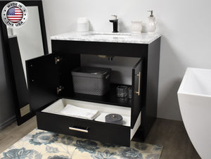Volpa USA Capri 36" Modern Bathroom Vanity Black MTD-3536BK-1C AOSMIU