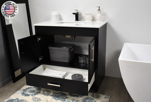 Volpa USA Capri 36" Modern Bathroom Vanity Black MTD-3536BK-1W AOSMIU
