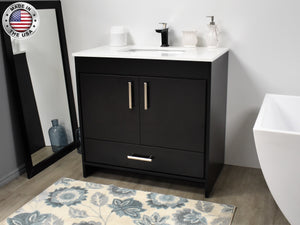 Volpa USA Capri 36" Modern Bathroom Vanity Black MTD-3536BK-1W ASMIU