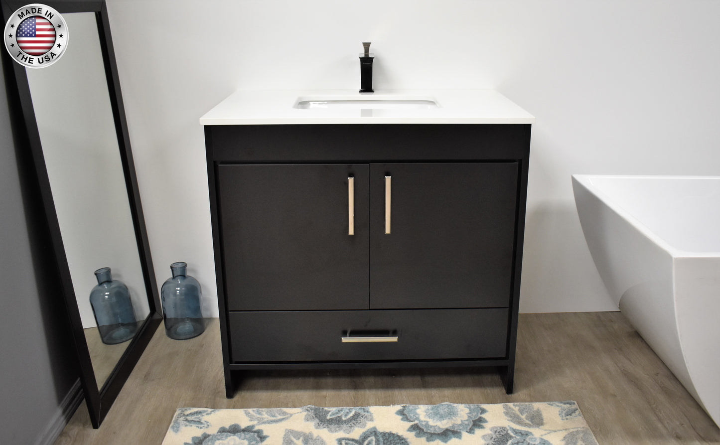 Volpa USA Capri 36" Modern Bathroom Vanity Black MTD-3536BK-1W FMIU