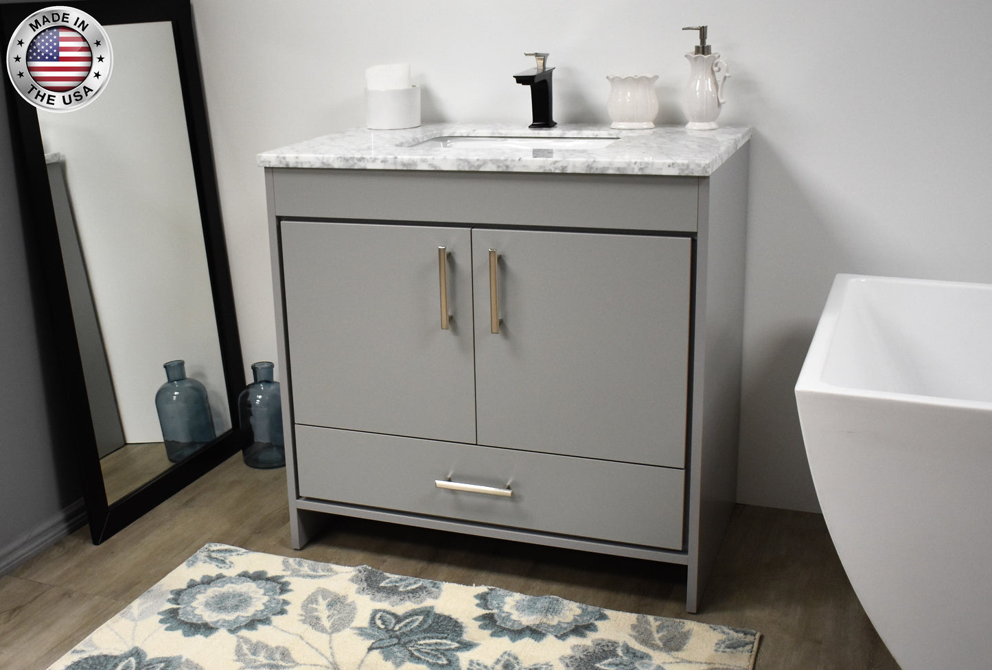 Volpa USA Capri 36" Modern Bathroom Vanity Grey MTD-3536G-1C AMIU