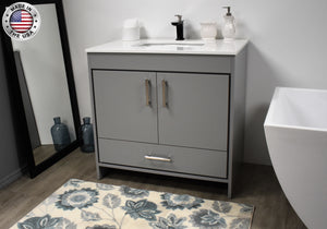Volpa USA Capri 36" Modern Bathroom Vanity Grey MTD-3536G-1W AMIU