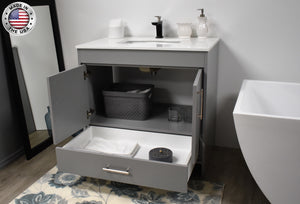 Volpa USA Capri 36" Modern Bathroom Vanity Grey MTD-3536G-1W AOSMIU