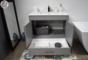 Volpa USA Capri 36" Modern Bathroom Vanity Grey MTD-3536G-1W FOSMIU