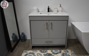 Volpa USA Capri 36" Modern Bathroom Vanity Grey MTD-3536G-1W FSMIU