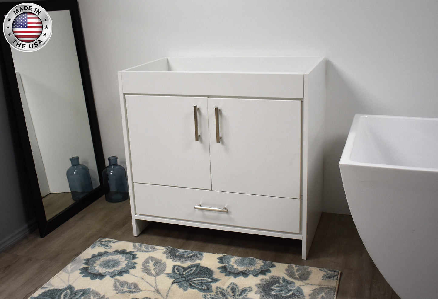 Volpa USA Capri 36" Bath Vanity Carrara White Marble Top MTD-3536-1C