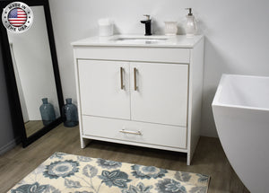 Volpa USA Capri 36" Modern Bathroom Vanity White MTD-3536W-1W ASMIU
