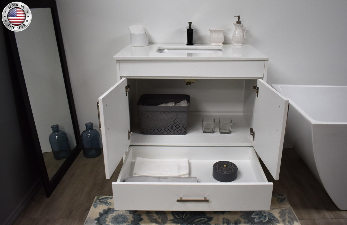 Volpa USA Capri 36" Modern Bathroom Vanity White MTD-3536W-1W FOSMIU