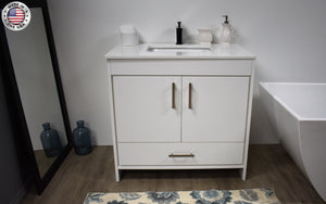 Volpa USA Capri 36" Modern Bathroom Vanity White MTD-3536W-1W FSMIU