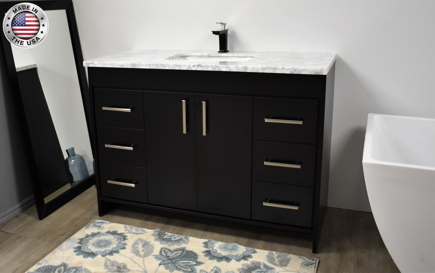 Volpa USA Capri 48" Modern Bathroom Vanity Black MTD-3548BK-1C MIUA