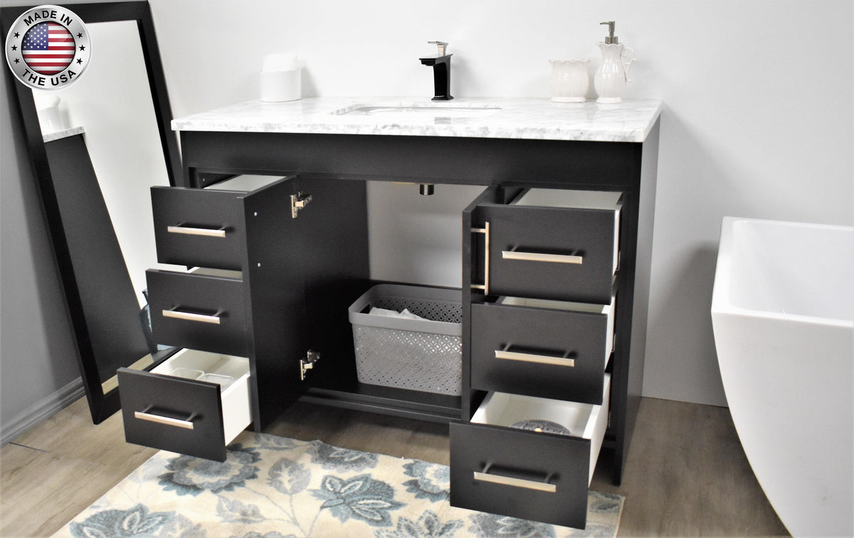 Volpa USA Capri 48" Modern Bathroom Vanity Black MTD-3548BK-1C MIUAOS