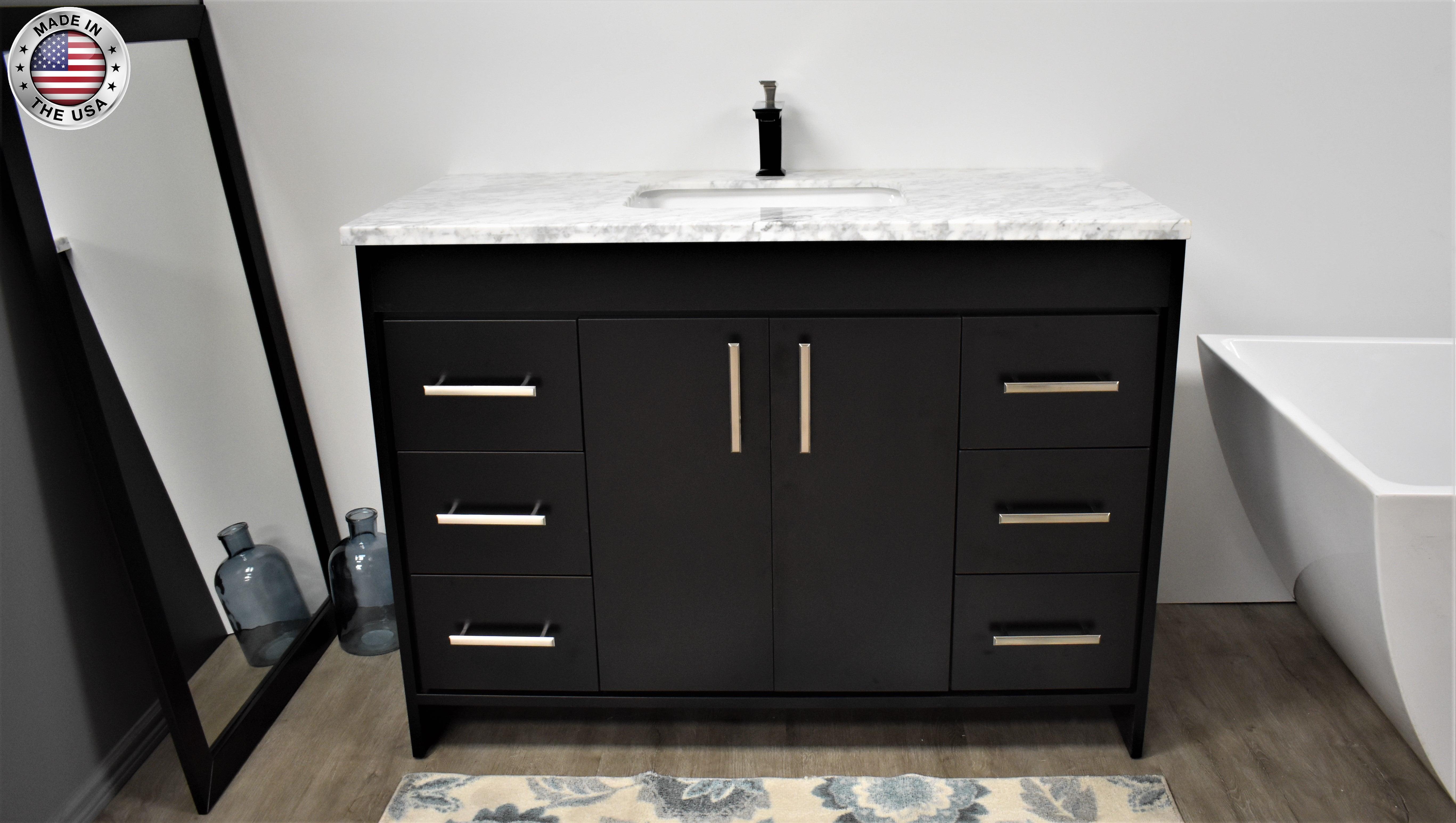 Volpa USA Capri 48" Modern Bathroom Vanity Black MTD-3548BK-1C MIUF