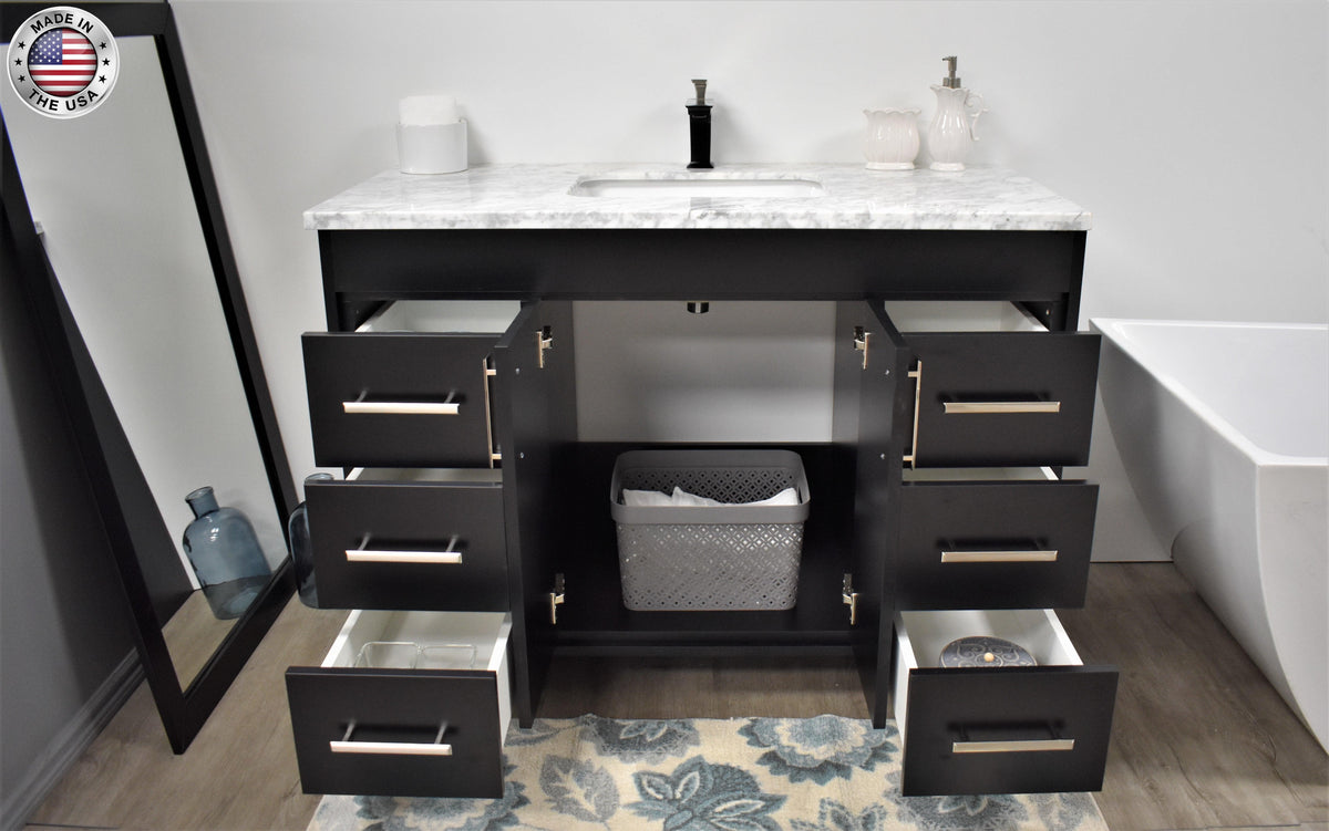 Volpa USA Capri 48" Modern Bathroom Vanity Black MTD-3548BK-1C MIUFOS