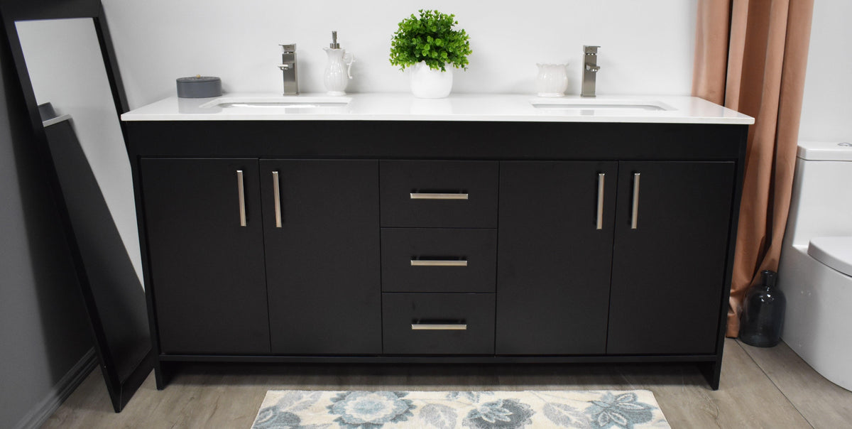 Volpa USA Capri 60" Modern Bathroom Double Sink Vanity Black MTD-3560DBK-1W fs