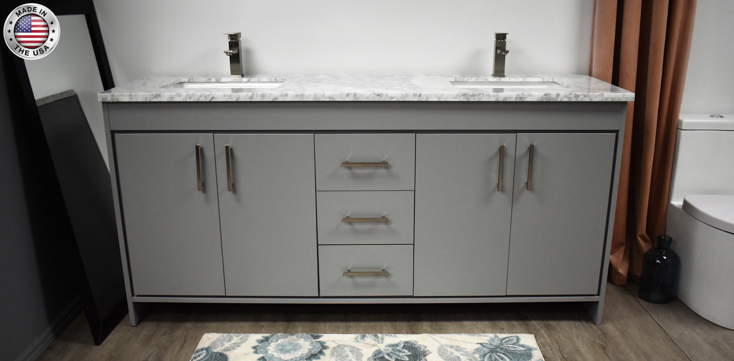 Capri 60" Double sink Bath Vanity Carrara marble Top MTD-3560D-1C