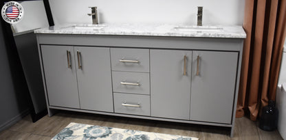 Capri 60" Double sink Bath Vanity Carrara marble Top MTD-3560D-1C