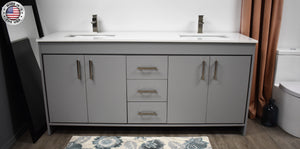 Volpa USA Capri 60" Modern Bathroom Double Sink Vanity Grey MTD-3560DG-1W f