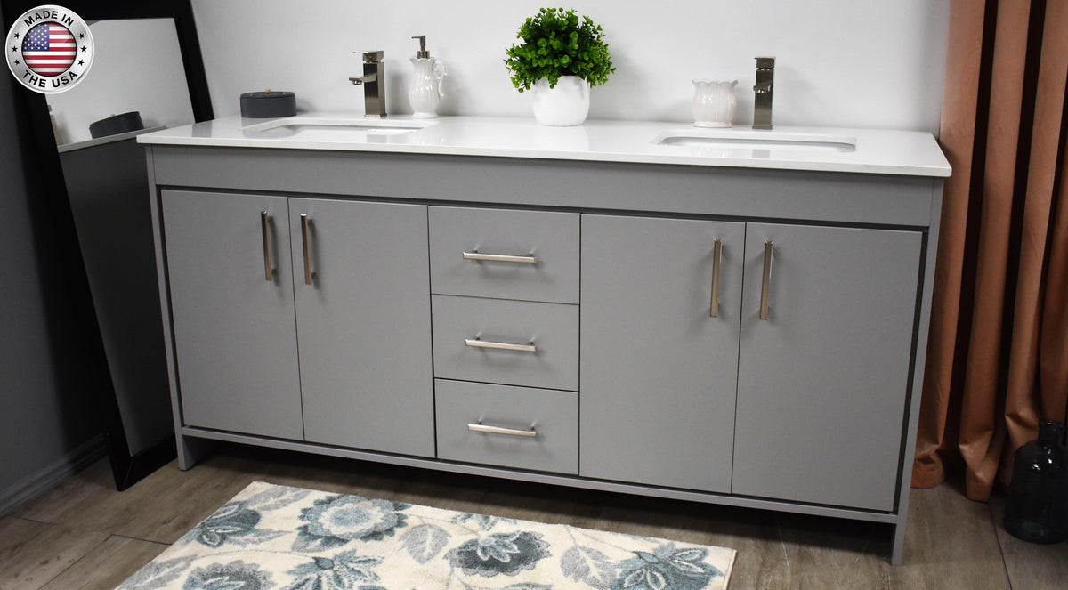Volpa USA Capri 60" Modern Bathroom Double Sink Vanity Grey MTD-3560DG-1W as