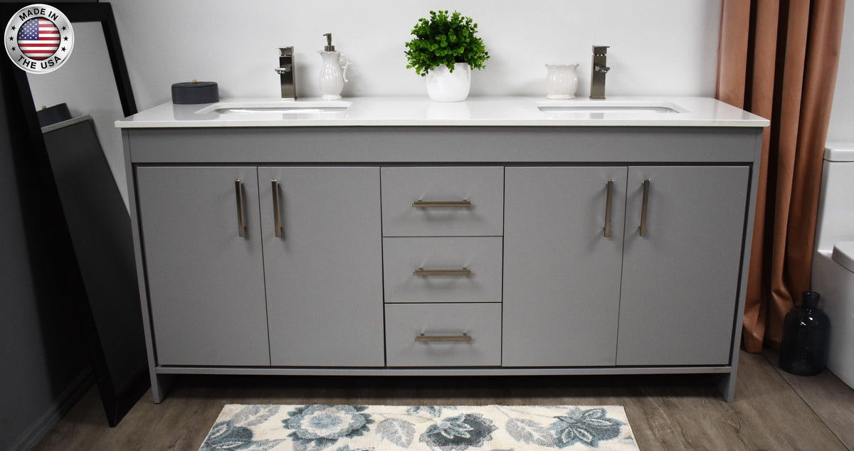 Volpa USA Capri 60" Modern Bathroom Double Sink Vanity Grey MTD-3560DG-1W fs