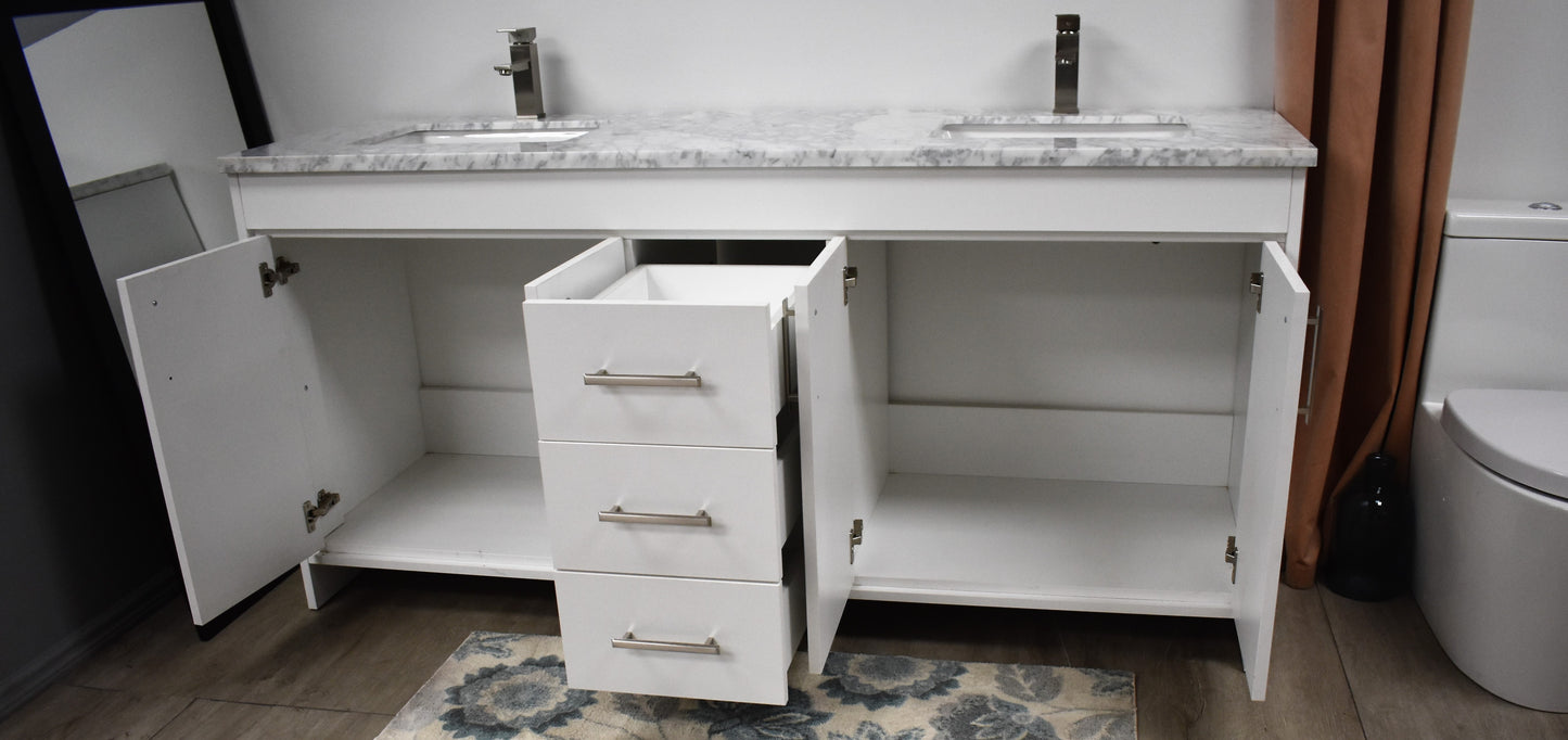 Capri 60" Double sink Bath Vanity Carrara marble Top MTD-3560D-1C