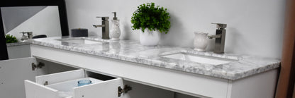 Capri 60" Double sink Bath Vanity Carrara marble Top MTD-3560D-1C