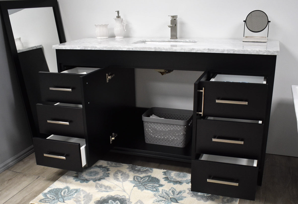 Volpa USA Capri 60" Modern Bathroom Single Sink Vanity Black MTD-3560SBK-1C OS