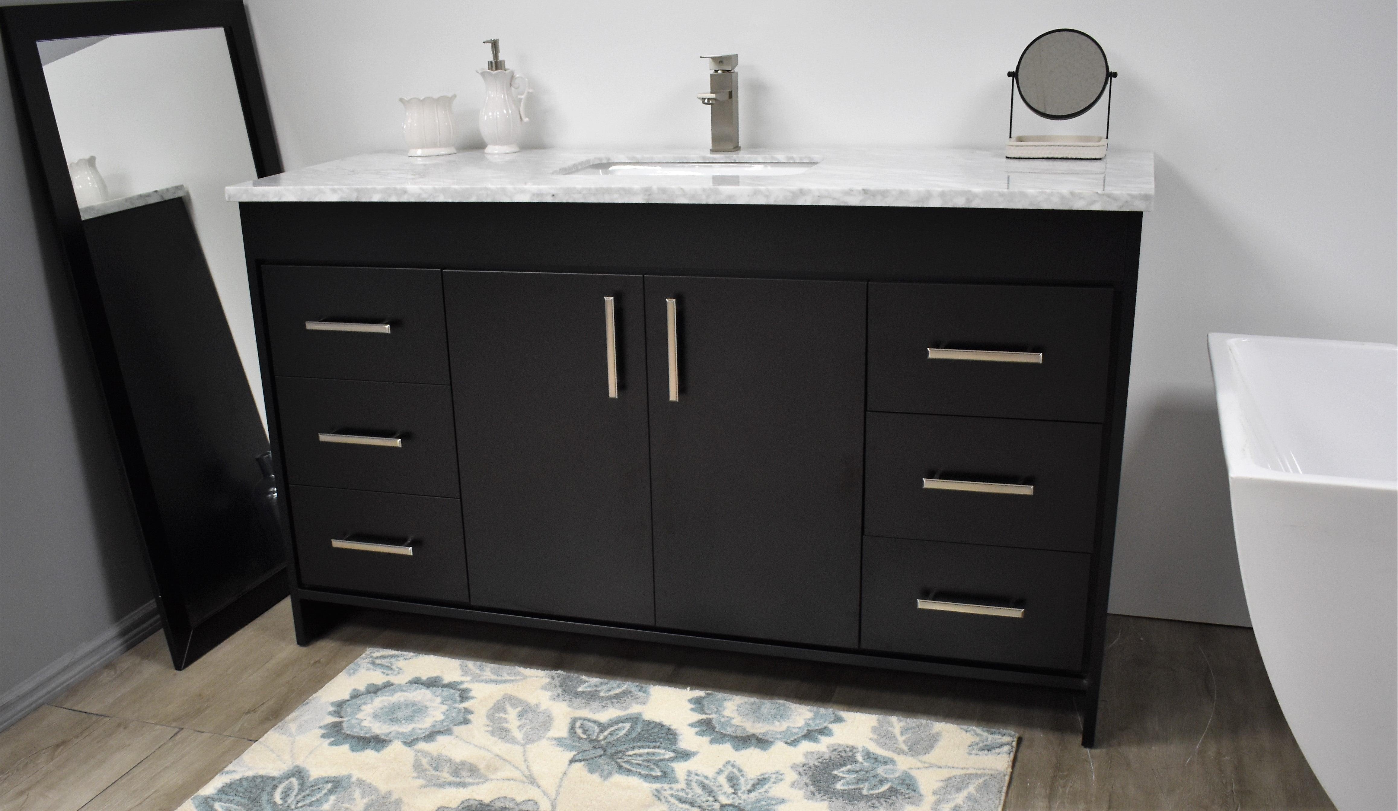 Volpa USA Capri 60" Modern Bathroom Single Sink Vanity Black MTD-3560SBK-1C A