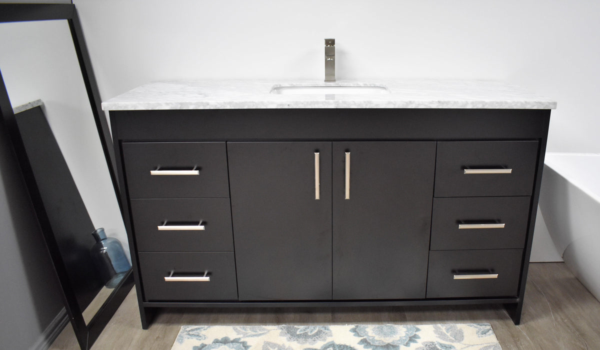 Volpa USA Capri 60" Modern Bathroom Single Sink Vanity Black MTD-3560SBK-1C F
