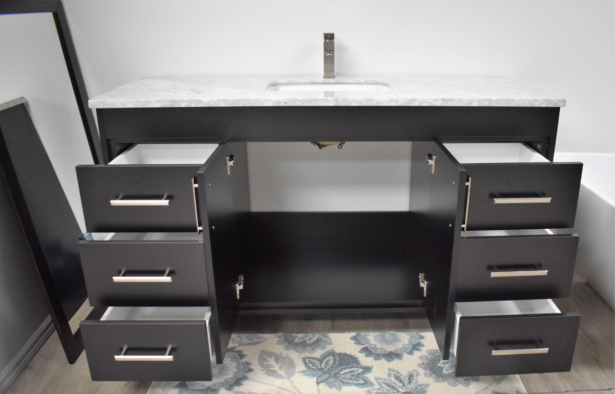 Volpa USA Capri 60" Modern Bathroom Single Sink Vanity Black MTD-3560SBK-1C Fo