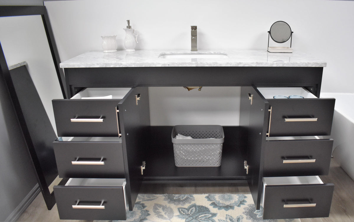 Volpa USA Capri 60" Modern Bathroom Single Sink Vanity Black MTD-3560SBK-1C FSO