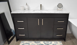Volpa USA Capri 60" Modern Bathroom Single Sink Vanity Black MTD-3560SBK-1C FS