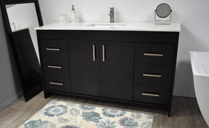 Volpa USA Capri 60" Modern Bathroom Single Vanity Black MTD-3560SBK-1W FAS