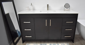 Volpa USA Capri 60" Modern Bathroom Single Vanity Black MTD-3560SBK-1W FS