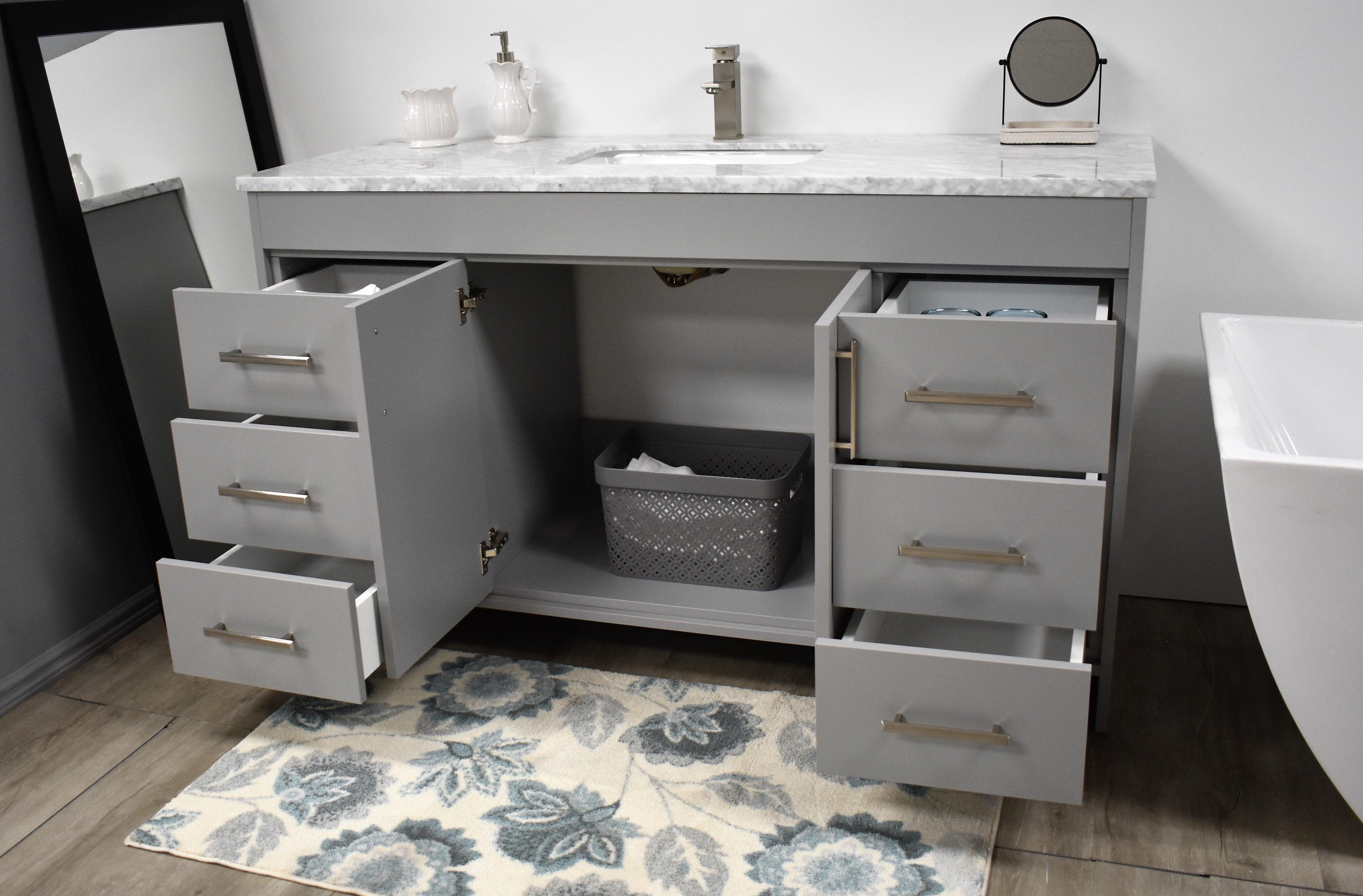 Volpa USA Capri 60" Modern Bathroom Single Sink Vanity Grey MTD-3560SG-1C AOS