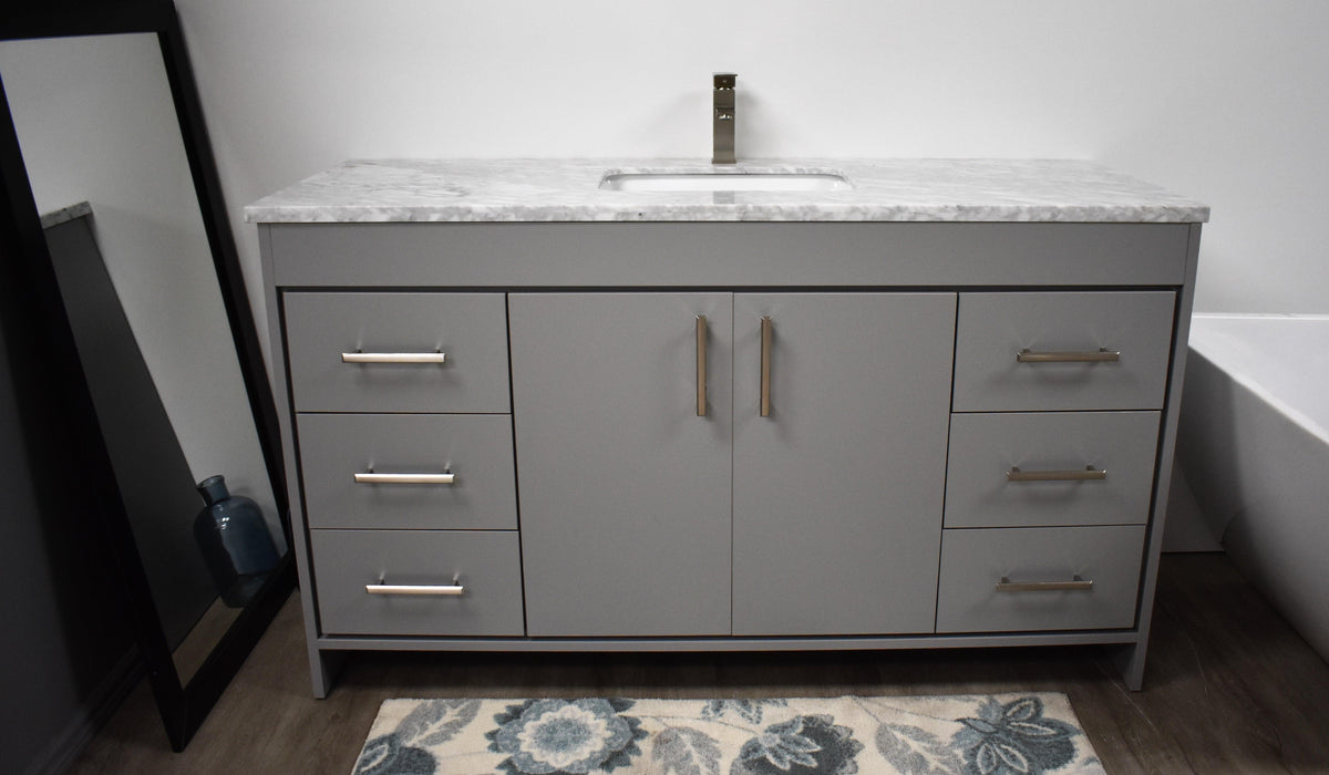 Volpa USA Capri 60" Modern Bathroom Single Sink Vanity Grey MTD-3560SG-1C