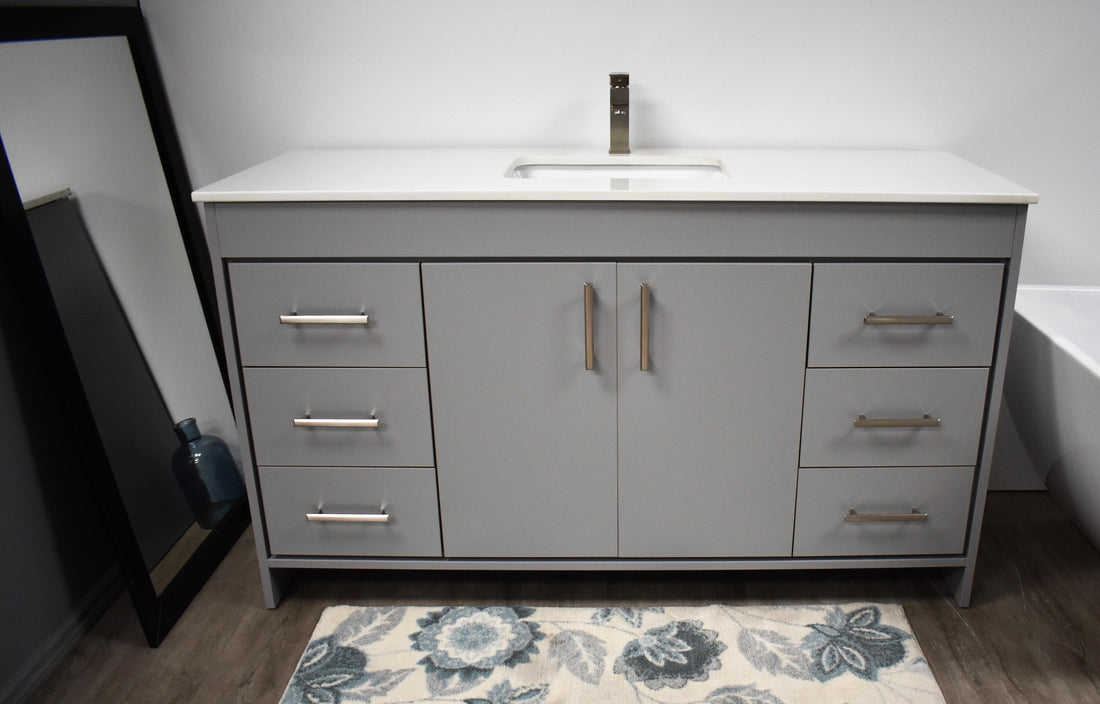 Volpa USA Capri 60" Modern Bathroom Single Vanity Black MTD-3560SBK-1W F