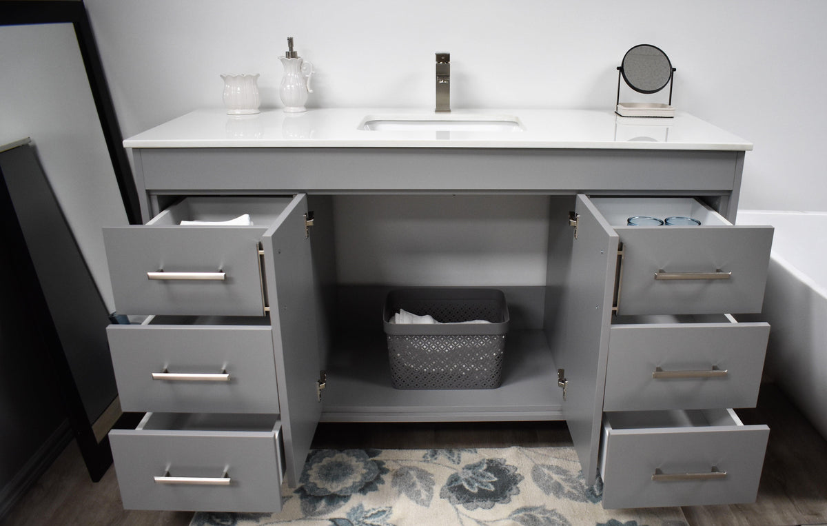 Volpa USA Capri 60" Modern Bathroom Single Vanity Grey MTD-3560SG-1W FSO
