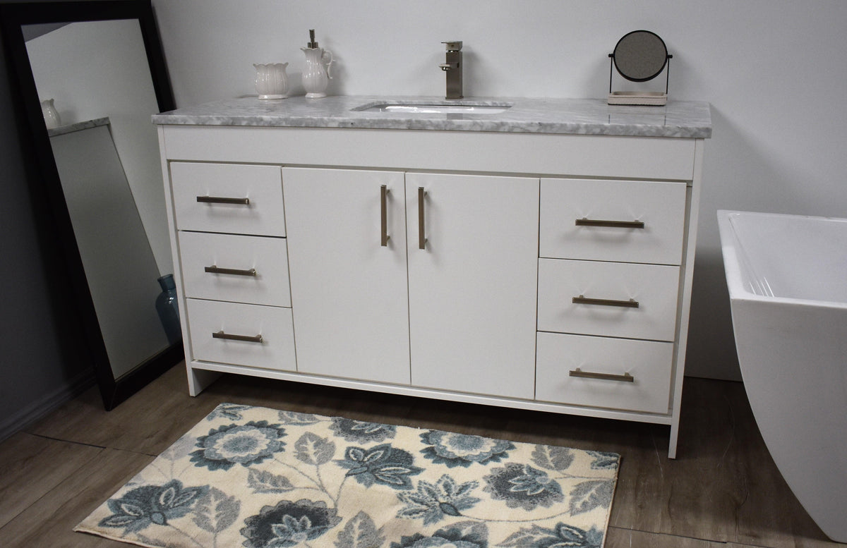 Volpa USA Capri 60" Modern Bathroom Single Sink Vanity White MTD-3560SW-1C  as