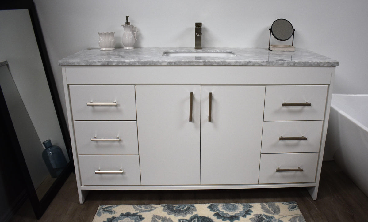 Volpa USA Capri 60" Modern Bathroom Single Sink Vanity White MTD-3560SW-1C fs