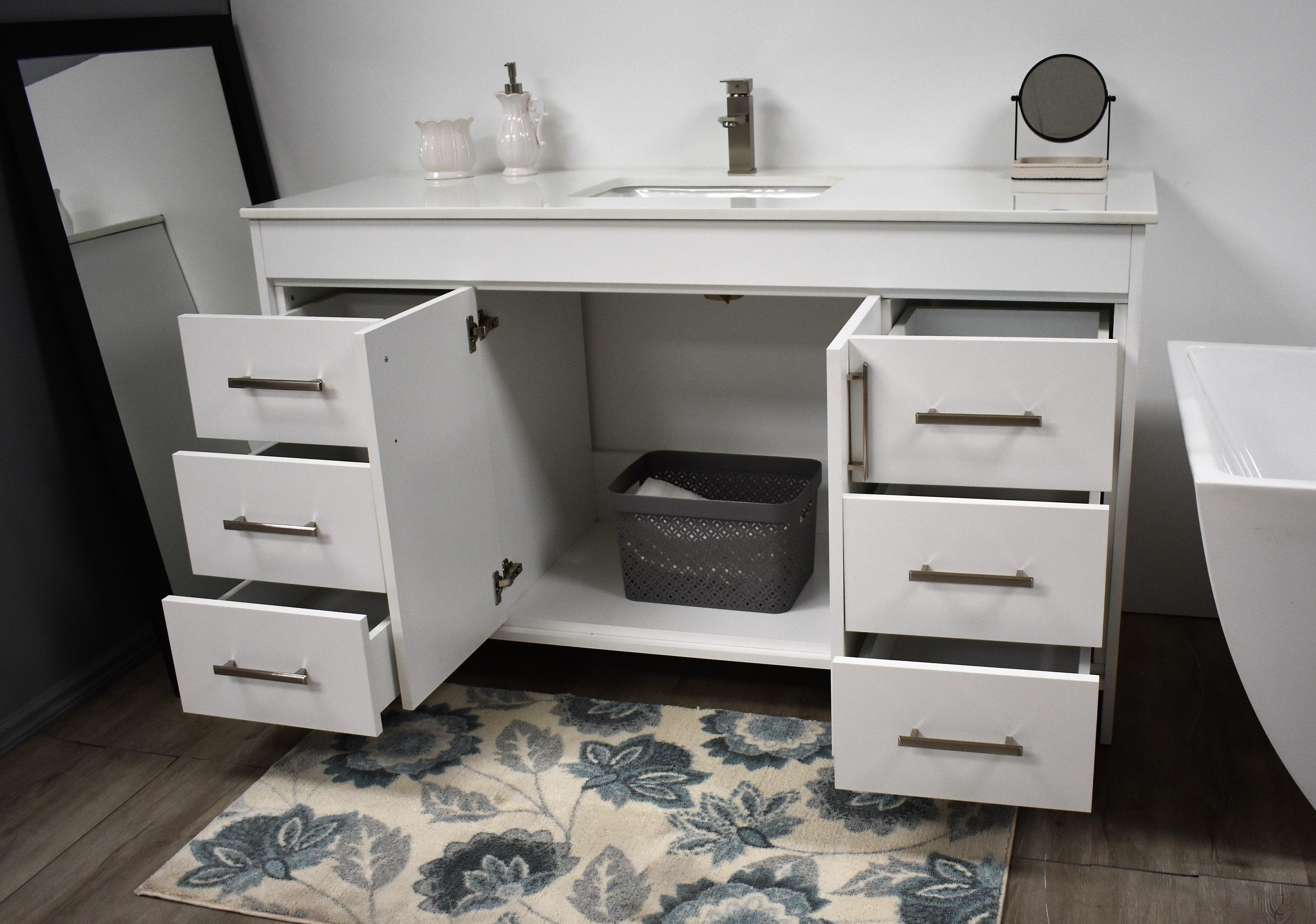 Volpa USA Capri 60" Modern Bathroom Single Vanity White MTD-3560SW-1W AOS