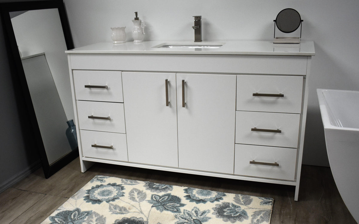 Volpa USA Capri 60" Modern Bathroom Single Vanity Grey MTD-3560SG-1W As
