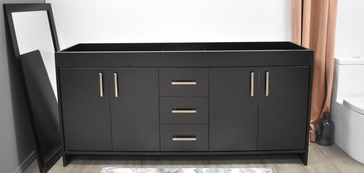 Capri 72" Double Sink Cabinet only Black  MTD-3572DBK-10_front