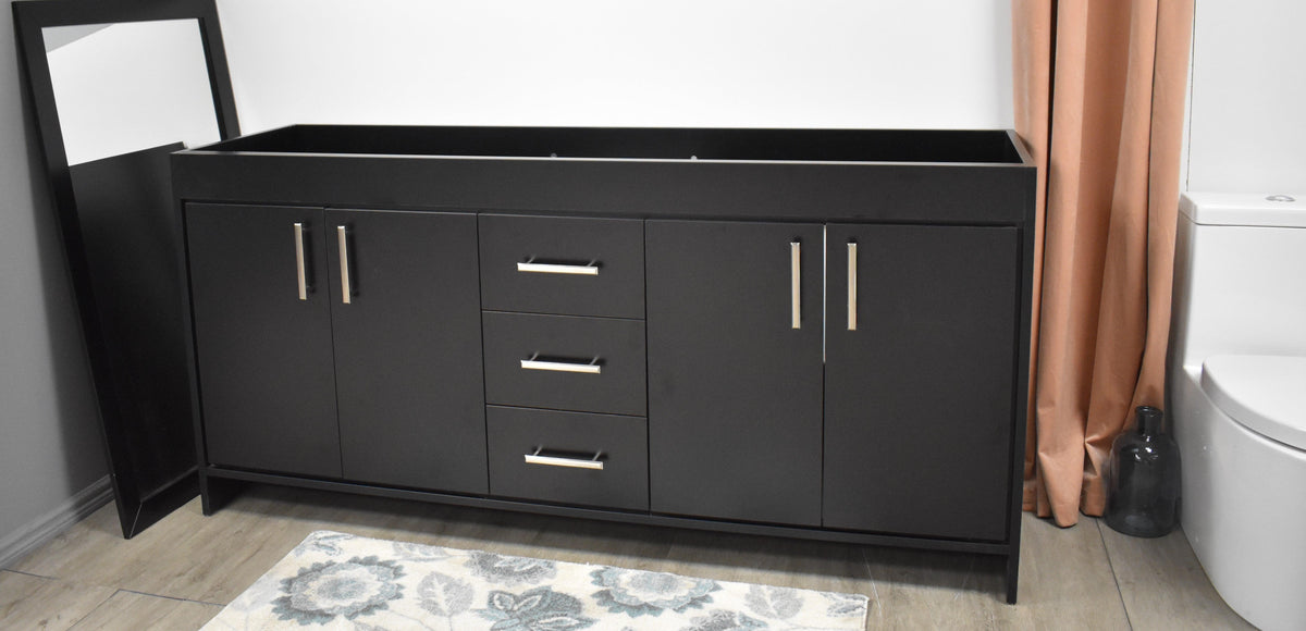 Capri 72" Double Sink Cabinet only Black MTD-3572DBK-10angle