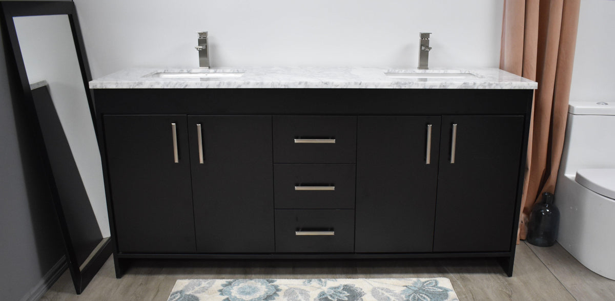 Volpa USA Capri 72" Modern Bathroom Double Sink Vanity Black MTD-3572DBK-1C f