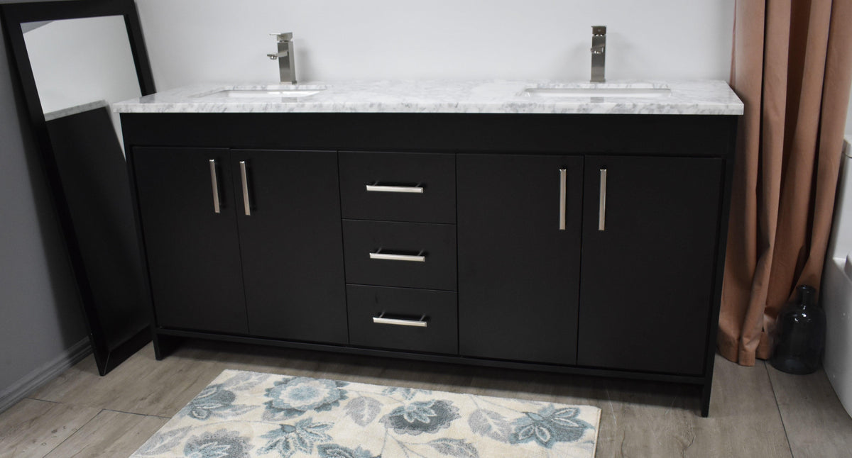 Volpa USA Capri 72" Modern Bathroom Double Sink Vanity Black MTD-3572DBK-1C a