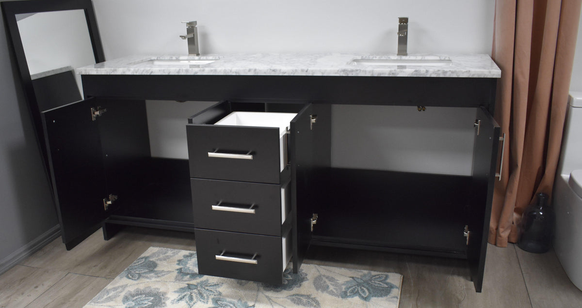 Volpa USA Capri 72" Modern Bathroom Double Sink Vanity Black MTD-3572DBK-1C ao
