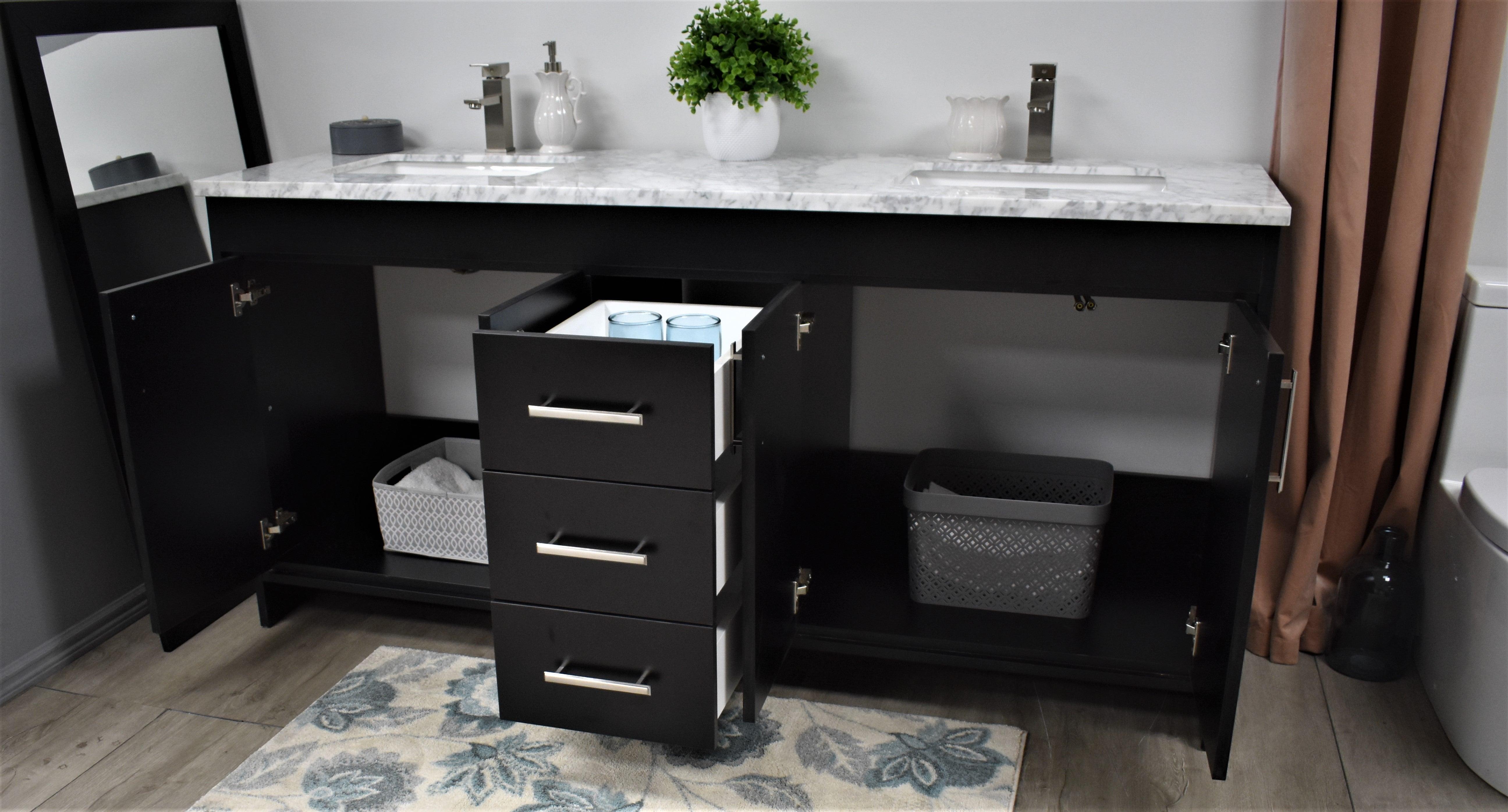 Volpa USA Capri 72" Modern Bathroom Double Sink Vanity Black MTD-3572DBK-1C aos